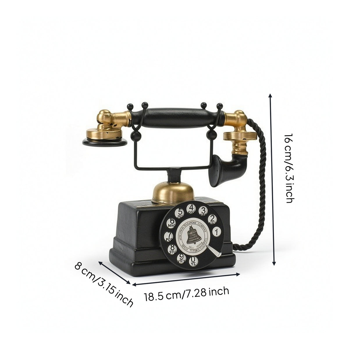Decorative Vintage Rotary Telephone Ornament Antique-Style Retro Telephone Decor Compact Rotary Phone Model Realistic for Home Decorators, Wine Cabinet