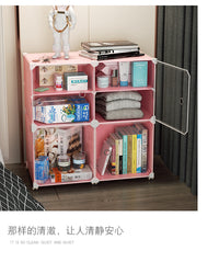 床头收纳柜可移动带轮子卧室儿童房婴儿宝宝创意小型抽屉式置物架 30粉1列3带乳白门