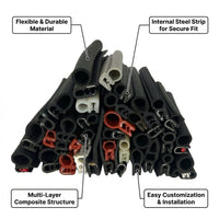 Wear Resistant Vehicle Door Seal, Steel Belt Composite Seal Strip, Steel Wire Reinforced Tape, Car D - U-shaped steel strip composite rubber strip, multiple specifications and colors available for customization