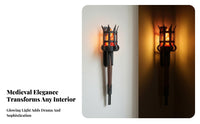 Medieval Torch Wall Sconce Rustic Lantern Wall Lamp Gothic Sconce with Metal Cage Farmhouse for Hallway, Bar, Game Room