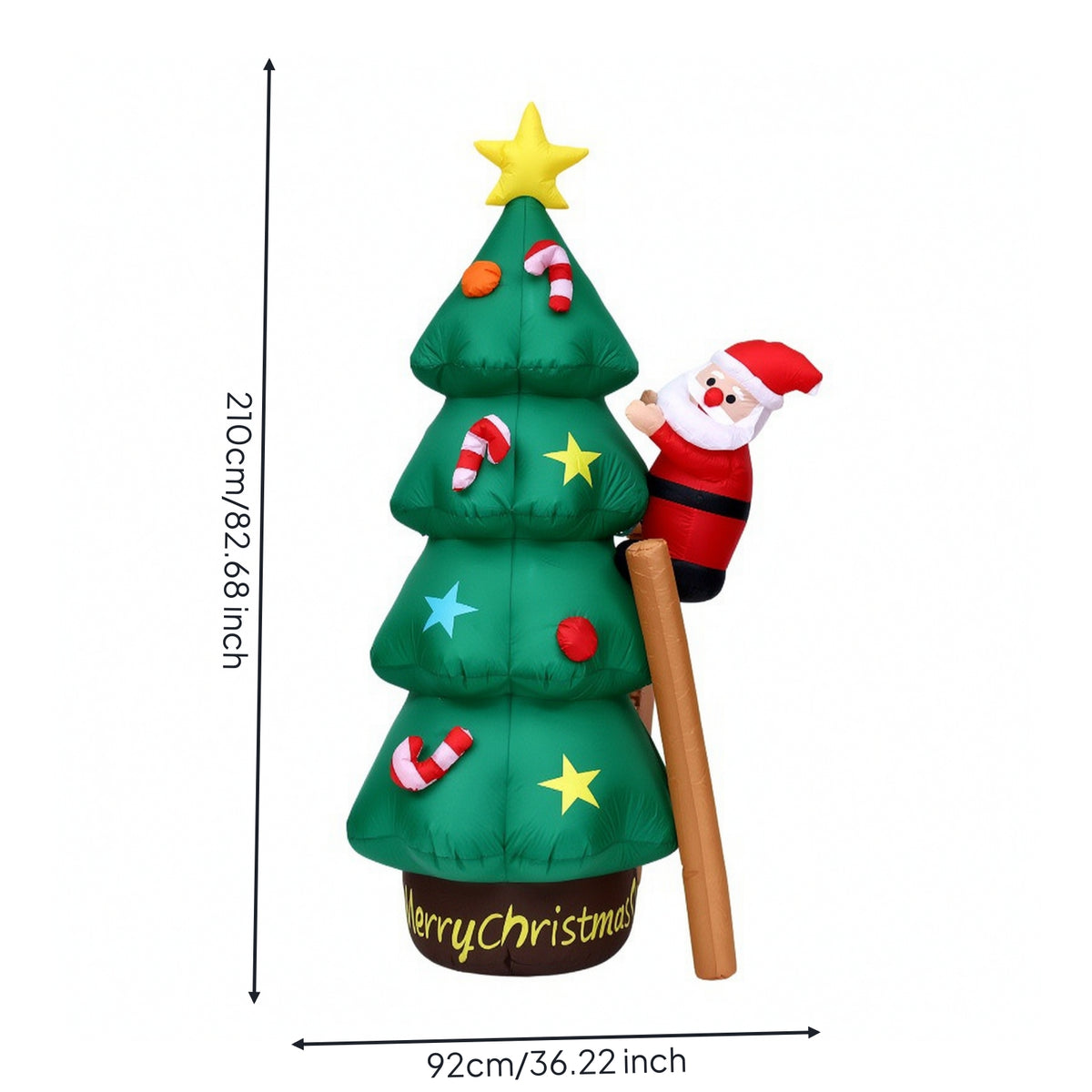 Quiet Inflatable Tree with Climbing Santa Easy to Inflate Christmas Tree with Santa Outdoor Yard Decoration Festive for Families, Lawn, Porch