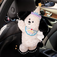Plush Puppy Tissue Box Holder Hanging Creative Cute for Car Seat Back, Women