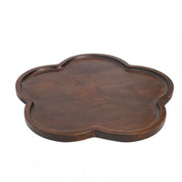 Wood Tray Even Surface Flower-Shaped Tray Decorative