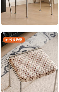 小户型家用卧室梳化妆凳子北欧简约软包矮凳包豪斯铁艺门口换鞋凳