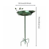 Alloy Feathered Bath Feeder Bronze Bird Bath with Metal Stake Vintage Decorative Garden Stake for Gardeners, Yard, Flower Bed, Patio
