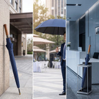 Large Umbrella with Wood Handle Water-Repellent 10 Rib Umbrella Heavy Duty Reinforced for Golf