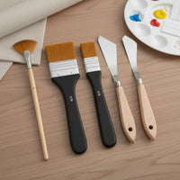5 Pieces Palette tool and Brush Kit Versatile Use Paint Brush and tool Set Art Supplies for Artists, Students