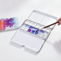 Paint Box with 14 Compartments Compact Watercolor Tin with Insert Portable Metal Paint Case for Hobbyists, Students, Travel, Sketching, Plein Air