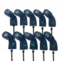 10 Pieces Soft Cushioned Soft Fabric Lining Golf Iron Head Cover Waterproof Golf Club Head Cover Dust Resistant Sports Gear Protectors PU Material for Golfers