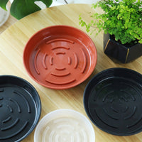 Plant Saucers and Round Tray Set, Drip Tray with Drainage Grooves, Plant Trays for Indoor Plant Saucer and Outdoor Plants Floor