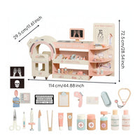 Care Facility toySet with Accessories Wooden Pretend Play Physician Kit with Trolley Realistic Doctor Play Set