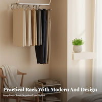 Foldable Multi-Layer Folding Hanger Non-Slip Trouser Rack Space-Saving Pants Organizer Double Hook Design for Students, Homeowners, Renters, Wardrobe, Dressing Room, Bedroom, Apartment
