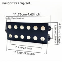 6-String Open Bass Pickup, 75mm Pole Spacing, Dual Coil, 4-Conductor Wiring