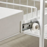 Under Sink Storage, 2 Tier Pull Out Cupboard Organiser, White Metal Kitchen Storage with Sliding Drawer, Space Saving for Cleaning Supplies