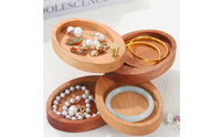 Oval Wood Jewelry Box Polished Finish Tabletop Decor Gold-Colored Knob