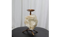 Tabletop Sculptural Candle Holder Vintage-Inspired Candle Holder with Metal Stem Artisanal Sculpture Classical for Home Decorators, Art Collectors, Mantel, Dining Table