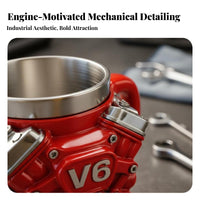 Great Gift Idea V8 Engine Mug Sturdy Construction V6 Engine Mug Decorative Art Piece for Gearheads, Racing Fans, Man Cave, Garage, Workshop