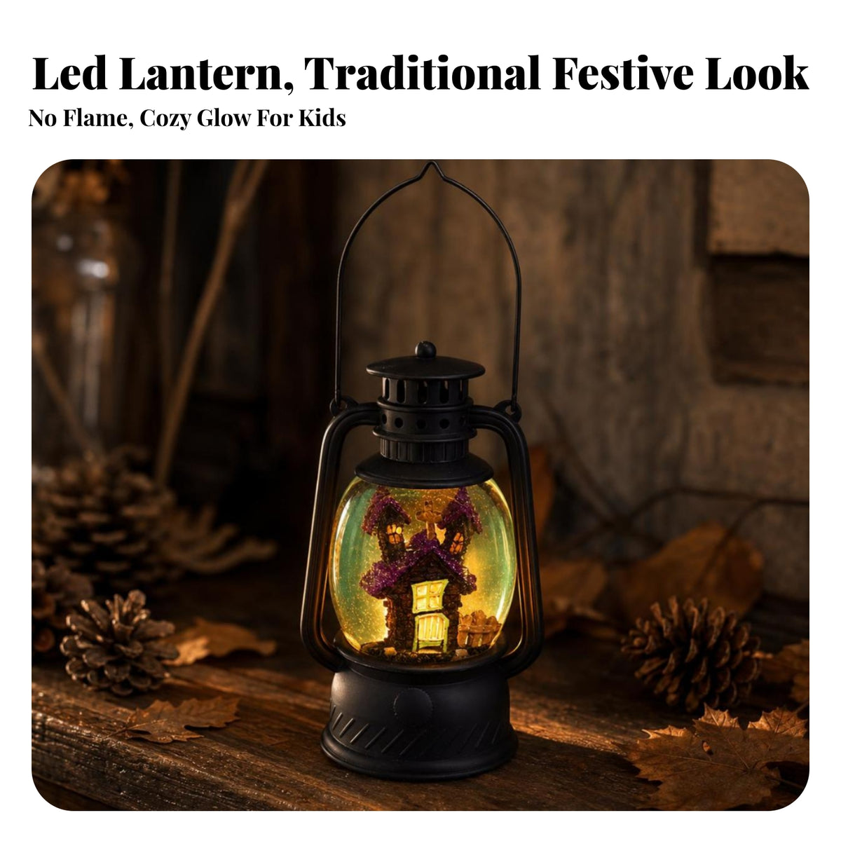 Handheld LED Lantern with Hanging Loop | Clear Round Globe Powered Lantern, for Halloween Party