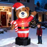 1.8m Christmas Inflatable Bear with Santa and Candy Cane, UK Plug