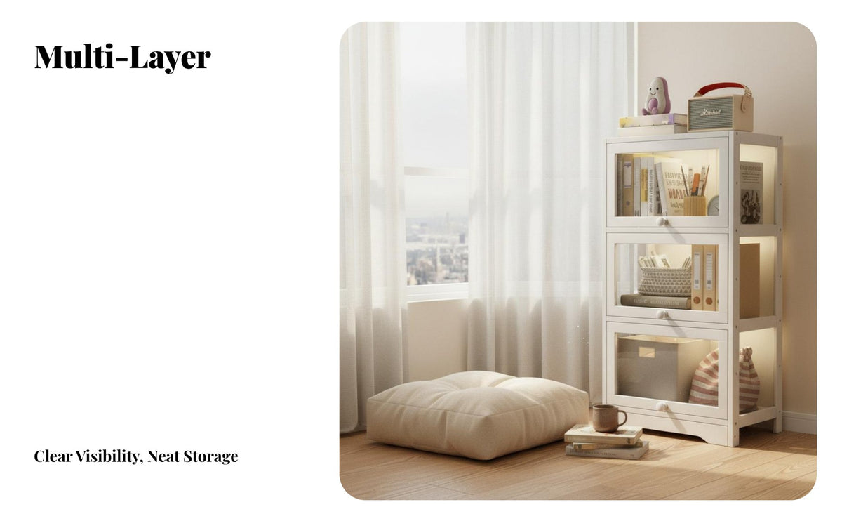 Dustproof Floor Standing Display Cabinet Dust-Proof Narrow Collectible Display Case Transparent Panels Floor Standing Figurine Shelf Space Saving for Collectors, Anime Fans, Small Areas, Bay Window, Living Room, Bedroom