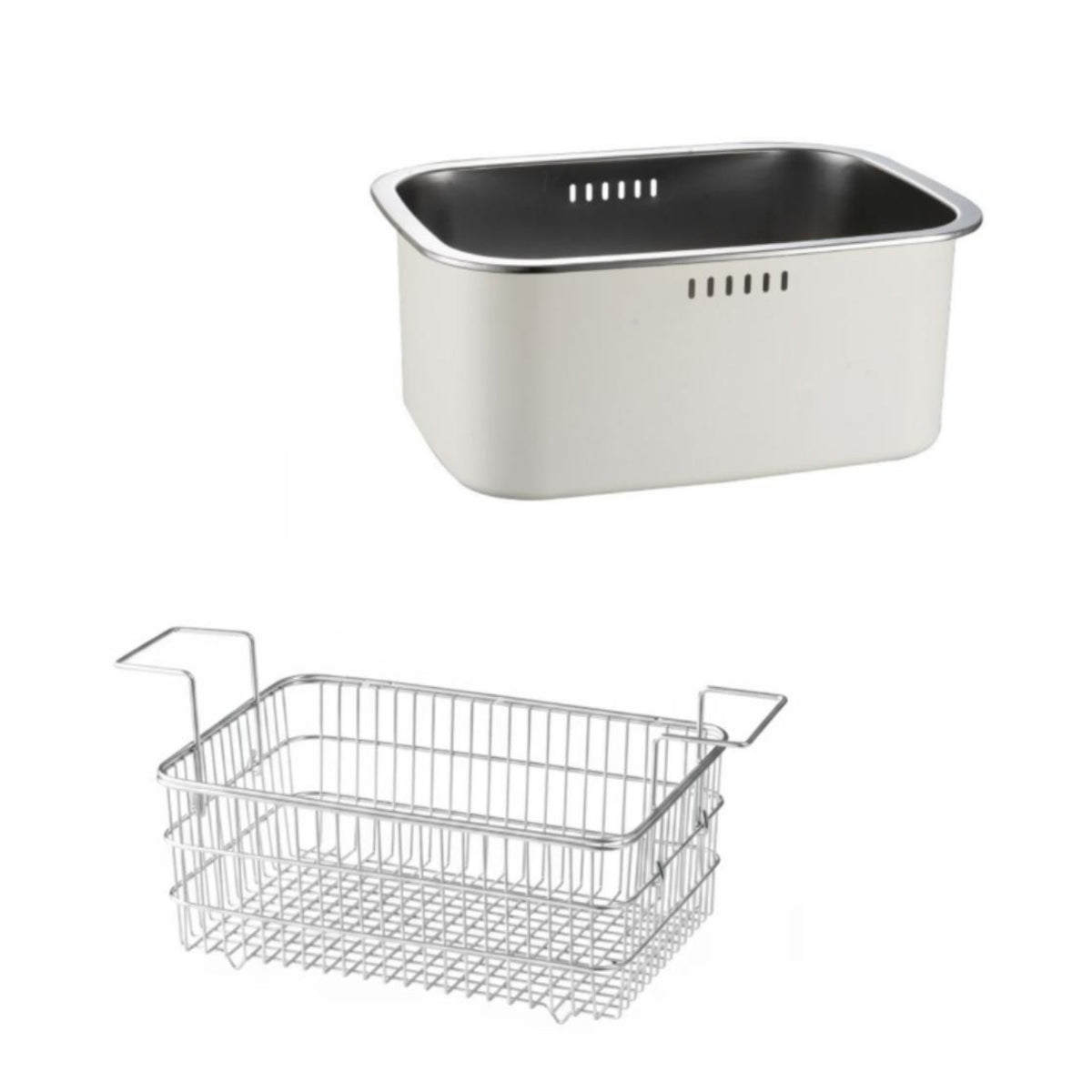 2 Pieces Kitchen Basin with Drain Basket Rectangular Stainless Steel Drain Basket Versatile for Camping