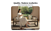 New Chinese design Wooden Frame textile Couch Modern Minimalist Living Room Furniture serene Inspired Sofa Set Comfortable for Villa Owners, Interior Designers, Apartment Dwellers, display Home, Reception Area, Lobby, Office