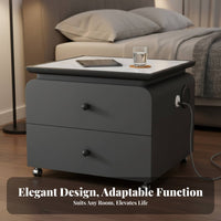 Square Nightstand with Drawer Luxury Aesthetic Bedside Storage Cabinet Modern design Waterproof Surface for Homeowners, Students