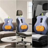 Ergonomic Back Cushion with Massage Heated Support Cushion Vibrating Memory Foam Backrest Comfortable for Drivers, Sofa