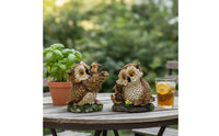 2 Pieces Owl Figurines Decorative Owl Figurine Carved Decor for Bird Lovers, Tabletop, Shelf, Garden