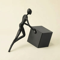 Sculpture with Cubic Form Modern Human Figure Sculpture Geometric Ornament for Office