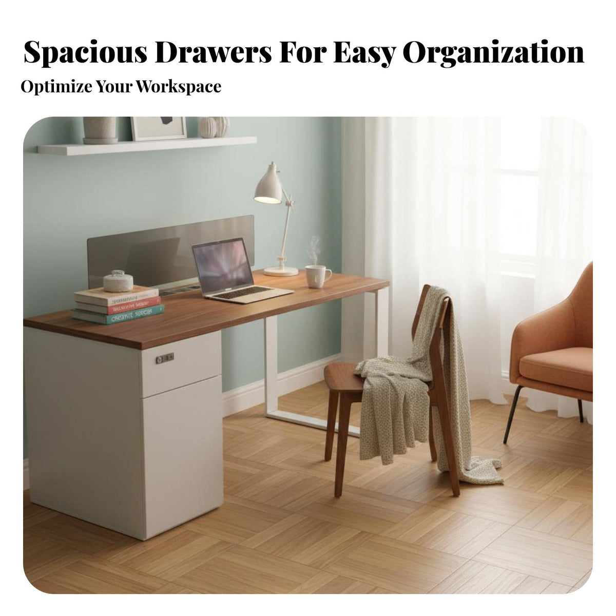 Modern Design Desk and Chair Combo Complete Set Office Furniture Space-Saving Computer Table Built-in Storage for Professionals, Remote Workers, Students, Study Room, Dormitory, Bedroom