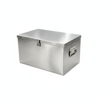 Brushed Stainless Steel Storage Box Industrial Metal Storage Box with Lid Portable Stainless Steel Toolbox for DIYers, Mechanics, Workshop, Garage, Warehouse