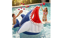 Freestanding Shark Pool Game Long-Lasting Inflatable Shark Target Portable Inflatable Toss Game with Balls Ready-to-Play for Backyard