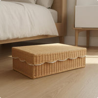 Rattan Storage Box Woven Lidded Storage Basket Finish Home Organizer