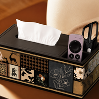 Wooden Tissue Box Holder, New Chinese Countertop Tissue Box Cover with Storage, 24x13x9.5cm for Living Room, Hotel, Office