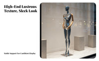 Flat Shoulder Design Full Body Female Mannequin Futuristic Design Electroplated Display Figure Shiny Finish Mannequin for Boutique Owners, Retail Merchandisers, Fashion Designers, Exhibition Room, Trade Exhibition, Photography Studio