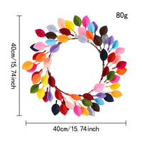 Wreath with Textile Leaves Decorative Handmade Leaf Wreath Autumnal for Thanksgiving
