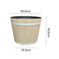 Faux Wood Barrel Planter Durable Plant Container Weather Resistant for Gardeners