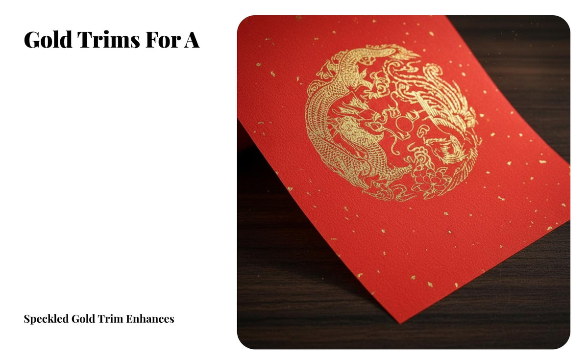 Thick Wax-Dyed Red Couplet Paper, Gold-Edged Blank Festive Xuan Paper, Handwriting, Wyrm Fish Pattern