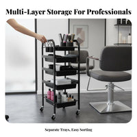 Salon Trolley Cart 360-Degree Rotating Wheels Hairdressing Tool Trolley Hairstylist Rolling Station Sturdy Duty Aesthetic Spa