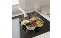Titanium Ceramic Coating 4-Cup Breakfast Pan Multi-Section Design 4-Cup Breakfast Patties Pan Easy to Clean Nonstick Breakfast Patties Skillet Compatible with Gas and Induction for Home Cooking