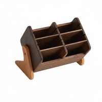 Tiered Wooden Makeup organizer Walnut Finish Vanity Organizer Large Capacity