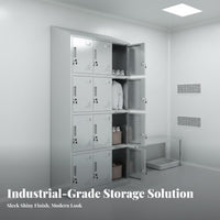 Rustproof Stainless Steel Locker Rust Resistant Metal Personnel Locker Dustproof Steel Storage Cabinet Heavy Duty for Employees, Homeowners, Cleanroom, Factory, Laboratory, Hospital