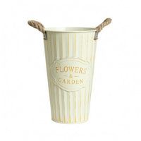Iron Flower Planter Weathered Finish Home Decor Ribbed Detailing