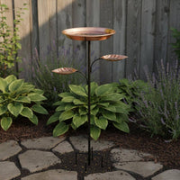 Leaf Tray Bird Feeder Black Post Outdoor Decor Yard