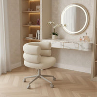 Soft Swivel Armchair Soft Comfort Adjustable Teddy Material Seat with Backrest