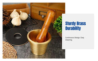 Durable Brass Medicine Mortar, Cantonese Style Pestle, Kitchen Garlic Crusher, Multi-Use Tool