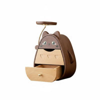 Wooden Desktop Organizer Multi-Layer Drawers Cat Shaped Storage Box Original Design Cartoon Drawer Box with Tray for Bedroom