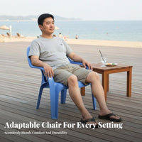 Ergonomic Backrest Low-Back Monobloc Chair Easy to Clean Outdoor Furniture Long-Lasting Patio Seating Weatherproof for Business Owners, Homeowners, Adults, Beach, Poolside, Garden, Balcony
