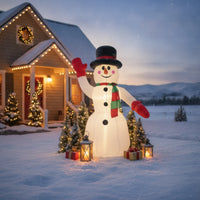 Waving Inflatable Snowman with Top Hat Outdoor Christmas Inflatable Snowman Giant Lawn Decoration Oversized